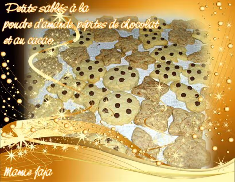 Petits sables a la poudre d amande pepites de chocolat et au cacao