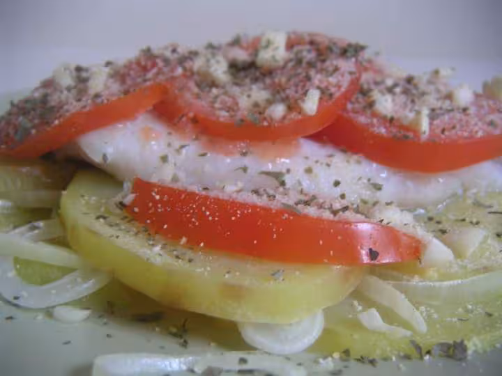 Merlan aux patates et tomates