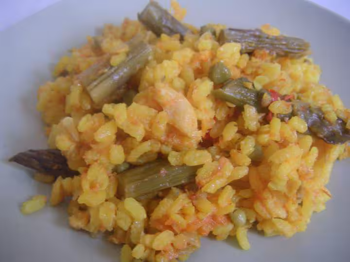 Riz a la morue et aux asperges