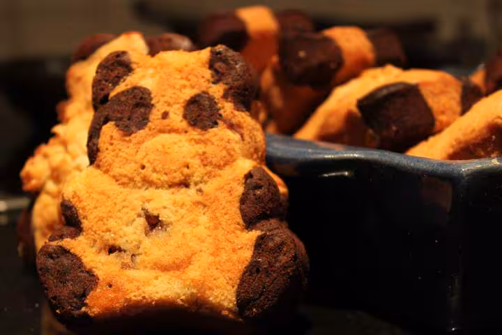 L ourson chocolat vanille avec confiture de fraise menthe