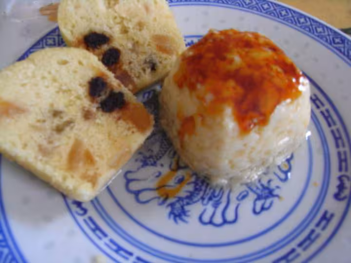 Flan allege au lait de riz et gateau au yaourt soja et fruits confits