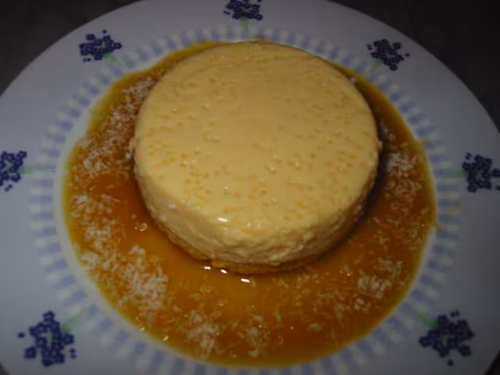 Flan noix de coco au coulis de mangue