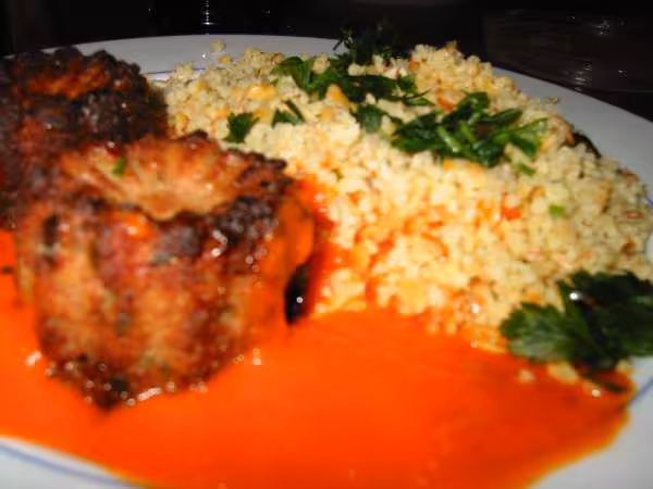 Petits farcis de nanie au coulis de poivron
