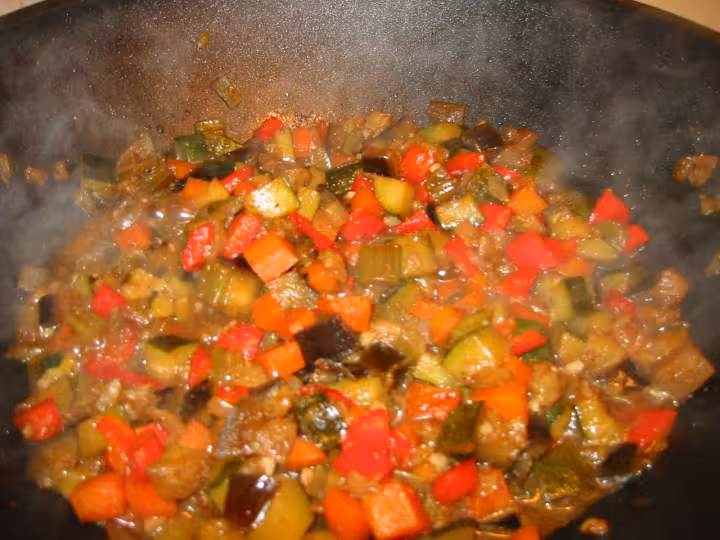 Poelee dans le wok en fin de cuisson
