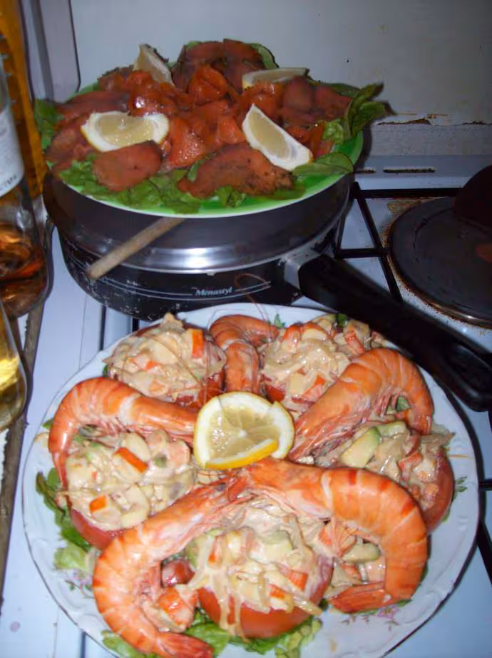 Tomate farcie exotique et gambas
