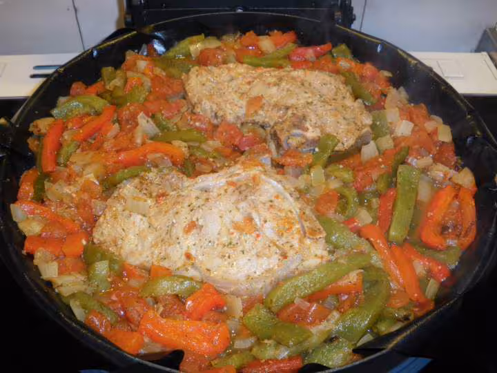 Cotes de veau aux poivrons