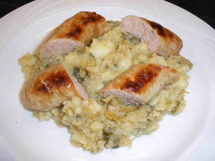 Stoemp aux poireaux et saucisses