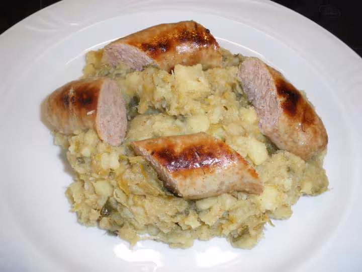 Stoemp aux poireaux et saucisses