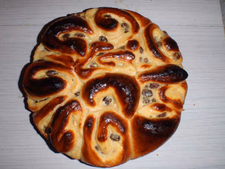 Mon tout premier chinois creme patissiere au micro ondes raisins secs