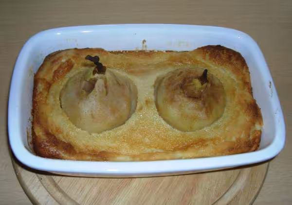 Poires belle helene en clafoutis etape 1