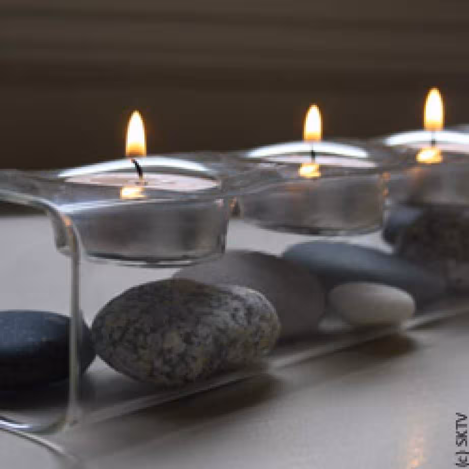Photophore zen personnalisable avec galets ou bois flotte