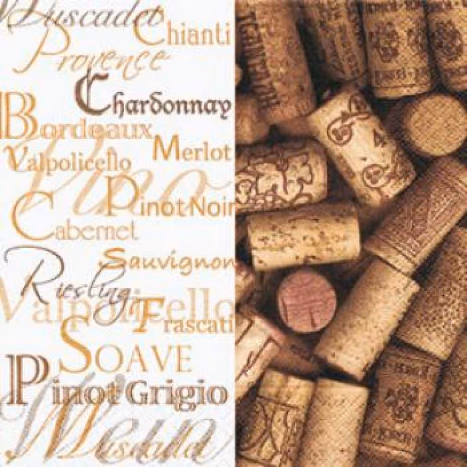 Serviettes en papier bouchons de vin