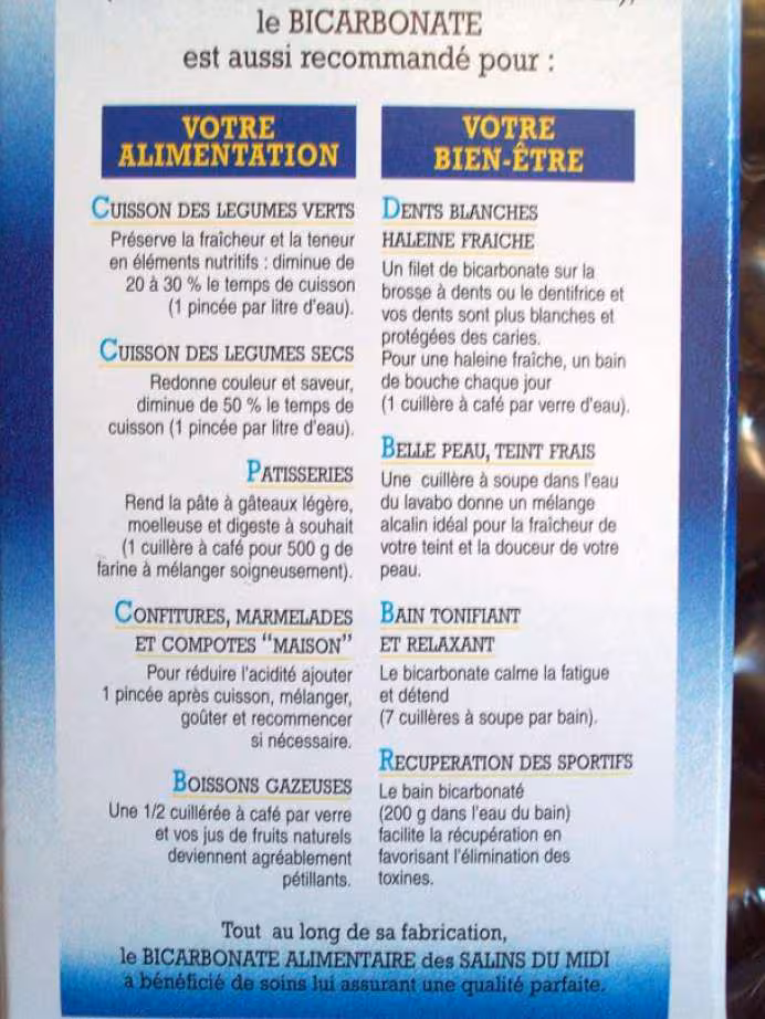 Bicarbonate de soude alimentaire