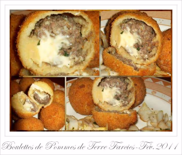 Boulettes de pomme de terre farcies a la viande et a la creme de gruyere