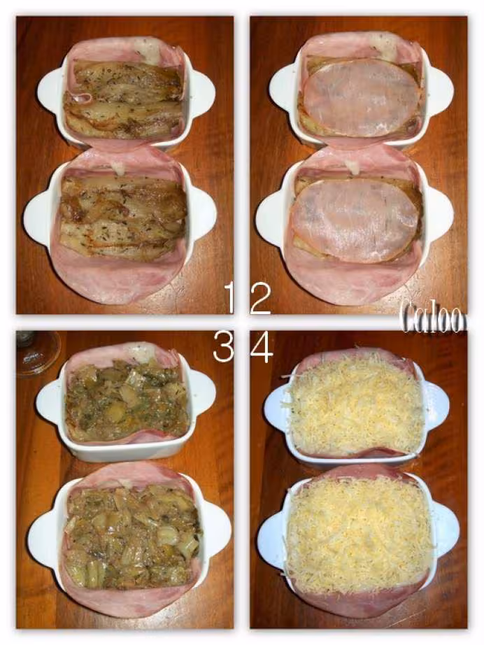 Endives en gratins individuels preparation