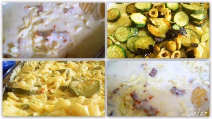 Gratin de courgettes aux tomates sechees et aux olives