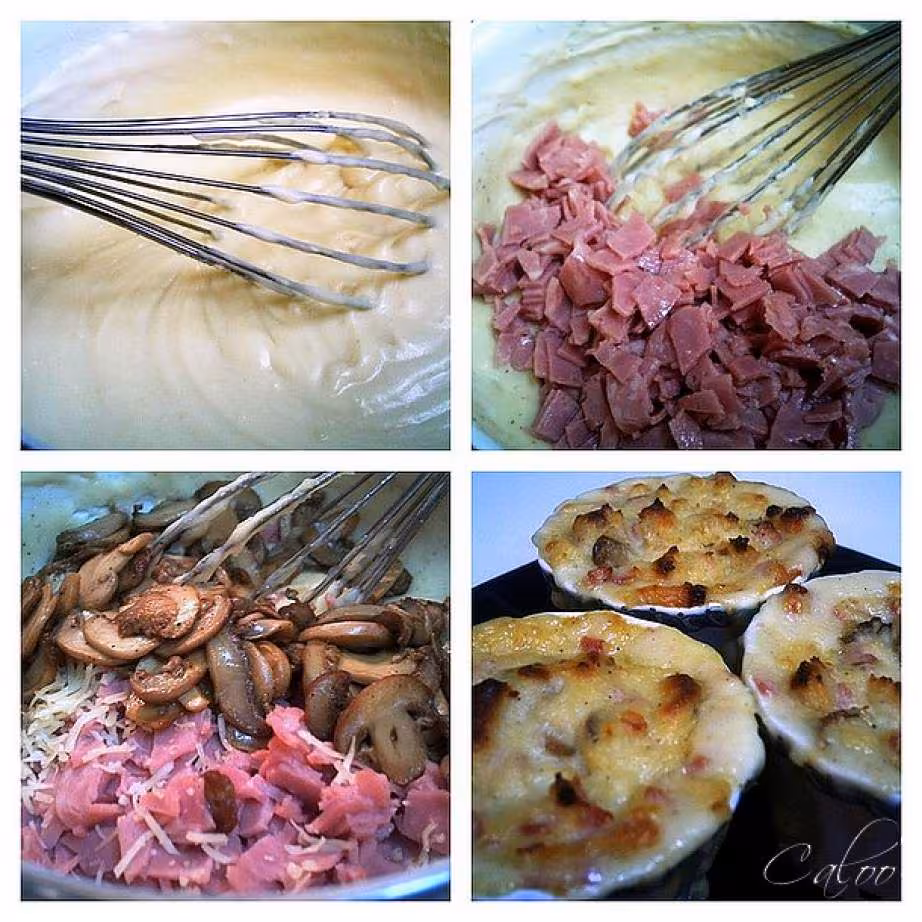 Gratins jambon et champignons