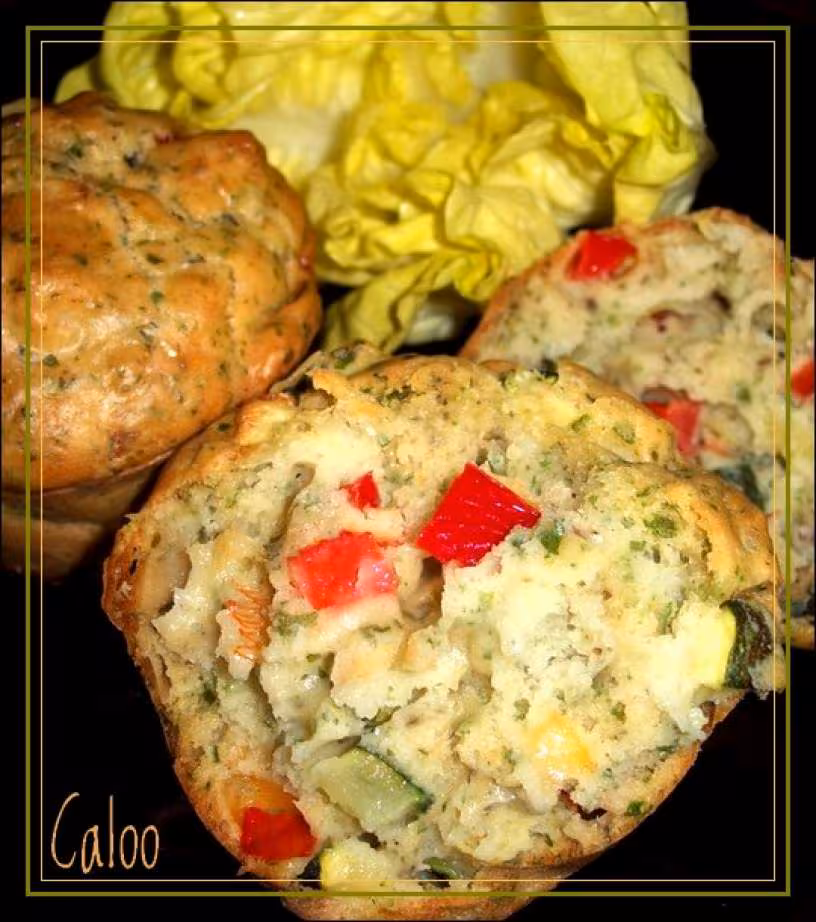 Muffins aux poivrons courgettes et poulet