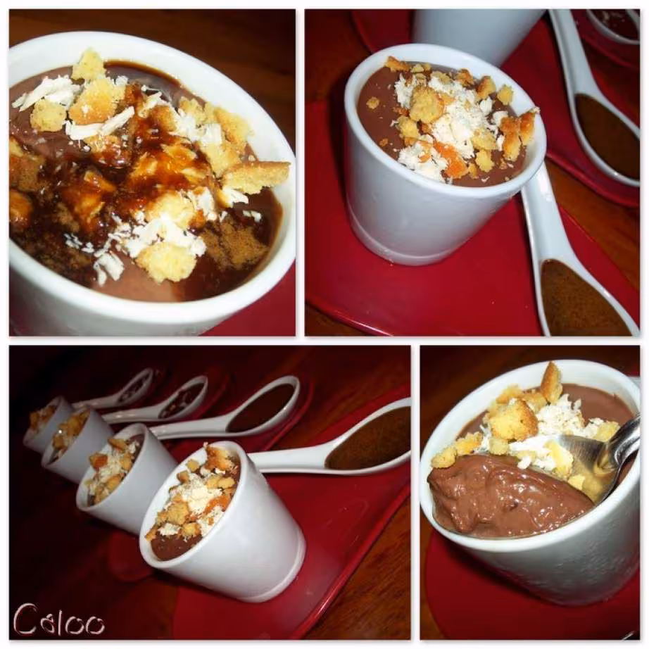 Panna cotta au nutelle et petites cuilleres au sirop de cafe