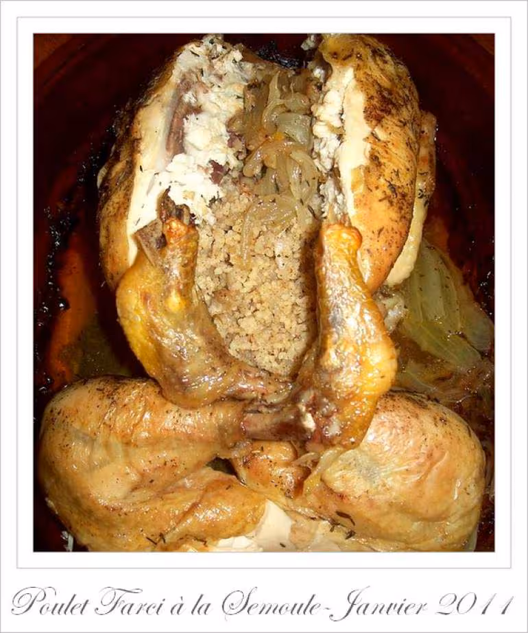 Poulet farci a la semoule