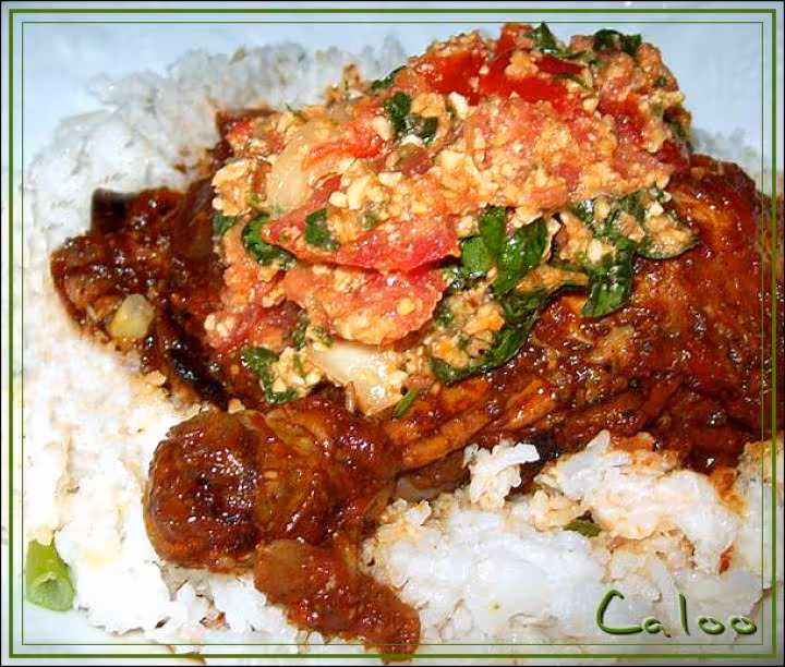 Poulet massale riz coco et rougail pistache