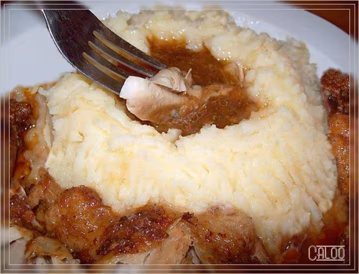 Puree et poulet en sauce