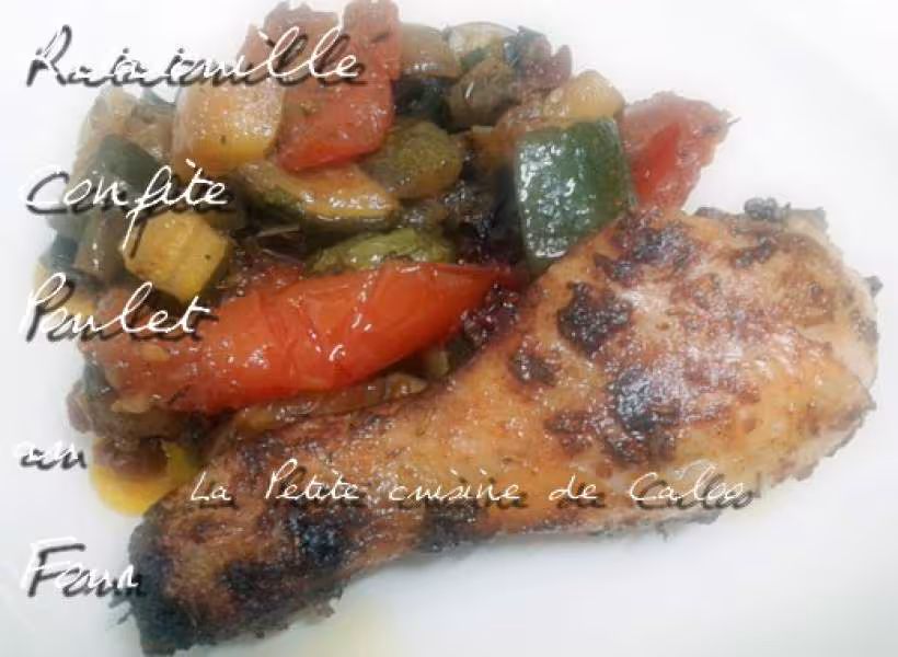 Ratatouille confite et poulet au paprika au four