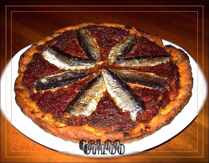 Tarte aux sardines fraiche sur pesto