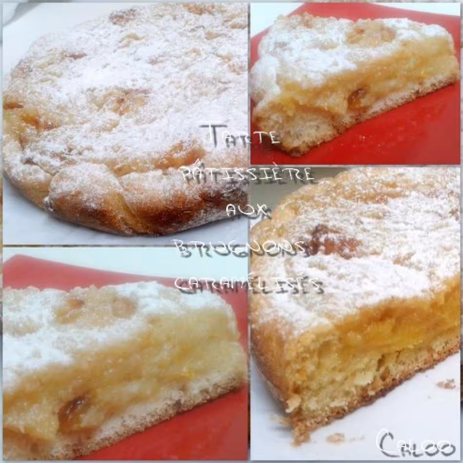 Tarte patissiere aux brugnons caramelises