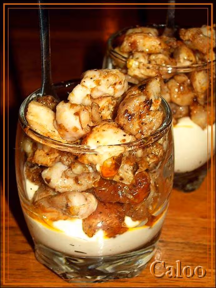Verrines poulet et bolets