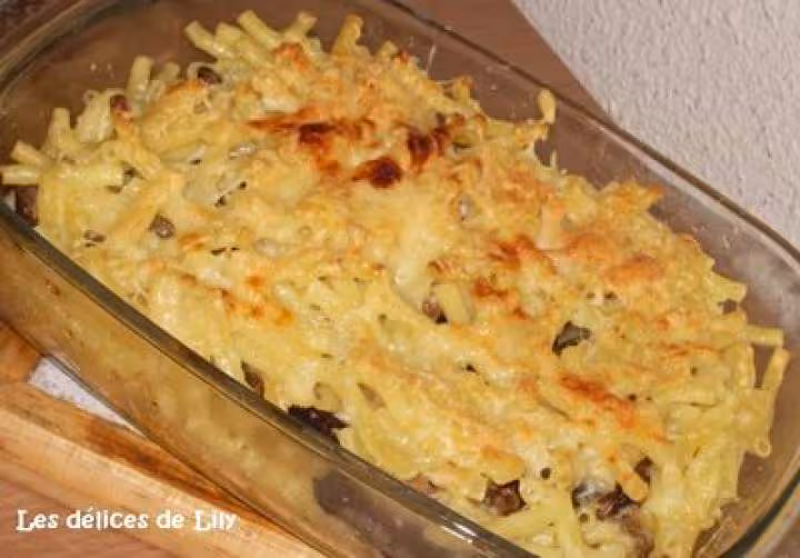 Gratin de macaroni aux champignons