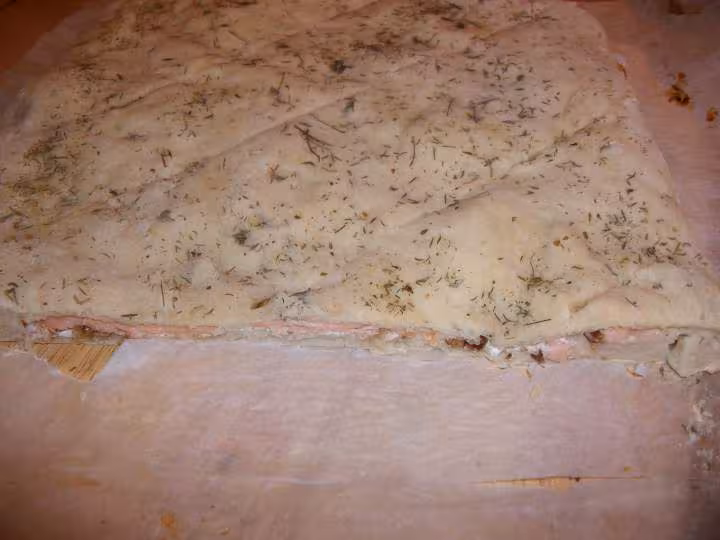 Focaccia au fromage et saumon