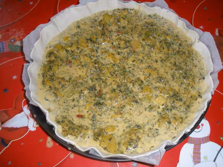 Quiche au epinard avant cuisson