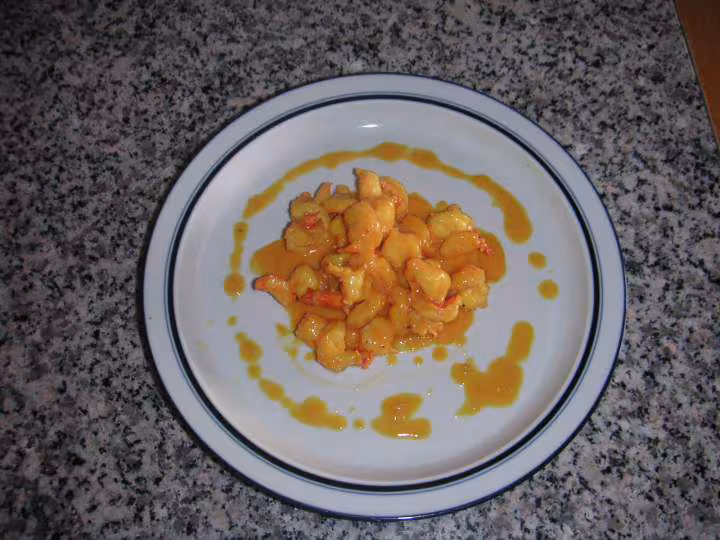 Crevettes sauce safranee