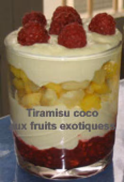 Tiramisu coco aux fruits exotiques