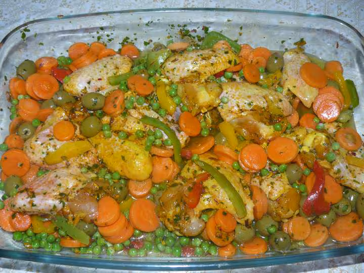 Ailes de poulet et ses petits legumes