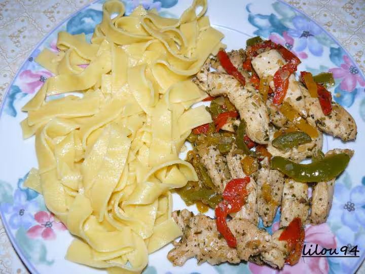 Escalopes de dinde aux trois poivrons