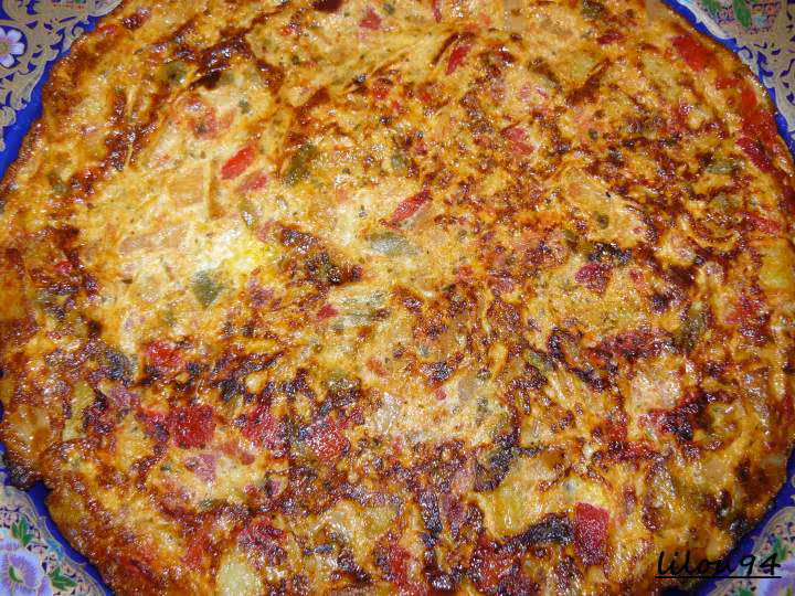 Omelette tomates poivrons pommes de terre