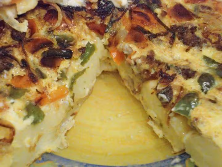 Fritatta au poulet et aux 2 poivrons