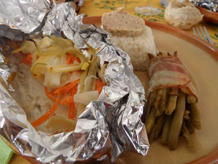 Papillote saumon au risotto