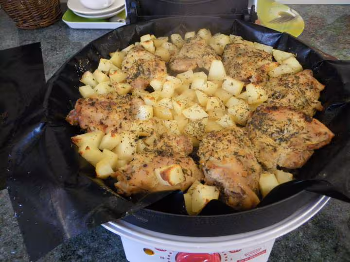 Poulet a la moutarde et pommes de terre sautees