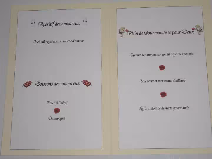 Menu saint valentin 2011