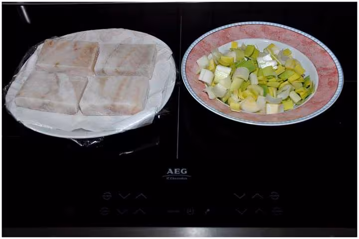 Paves de colin aux poireaux cremes