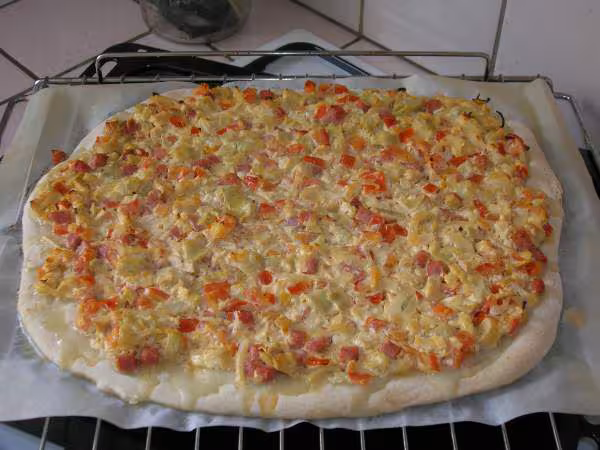 Pizza poulet cottage cheese apres cuisson