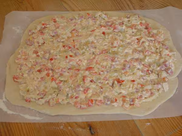 Pizza poulet cottage cheese avant cuisson