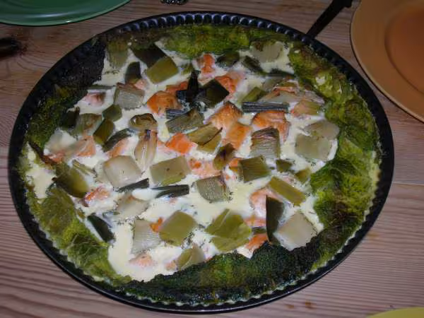 Tarte aux 2 saumons sortie du four