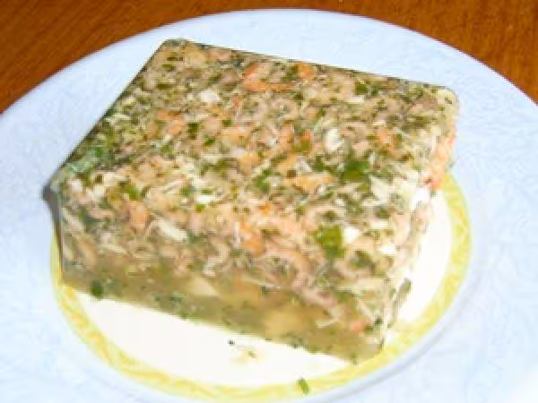 Aspic de lotte crevettes et langoustines