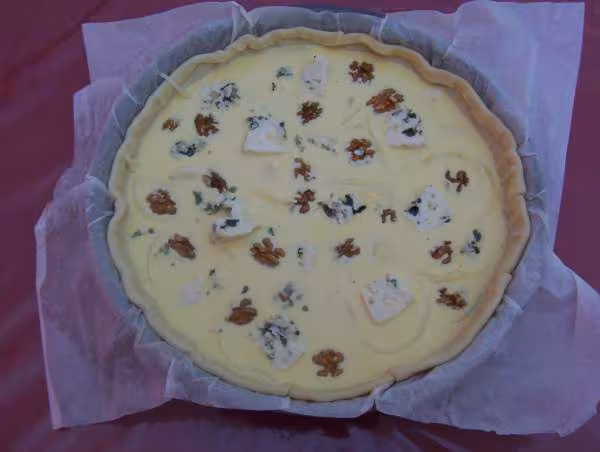 Quiche roquefort noix oignon miel