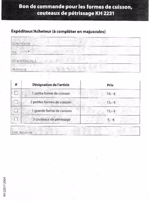 Commande bifinett recto