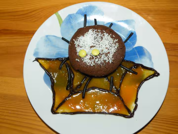Araignee au chocolat sur sa toile a l orange